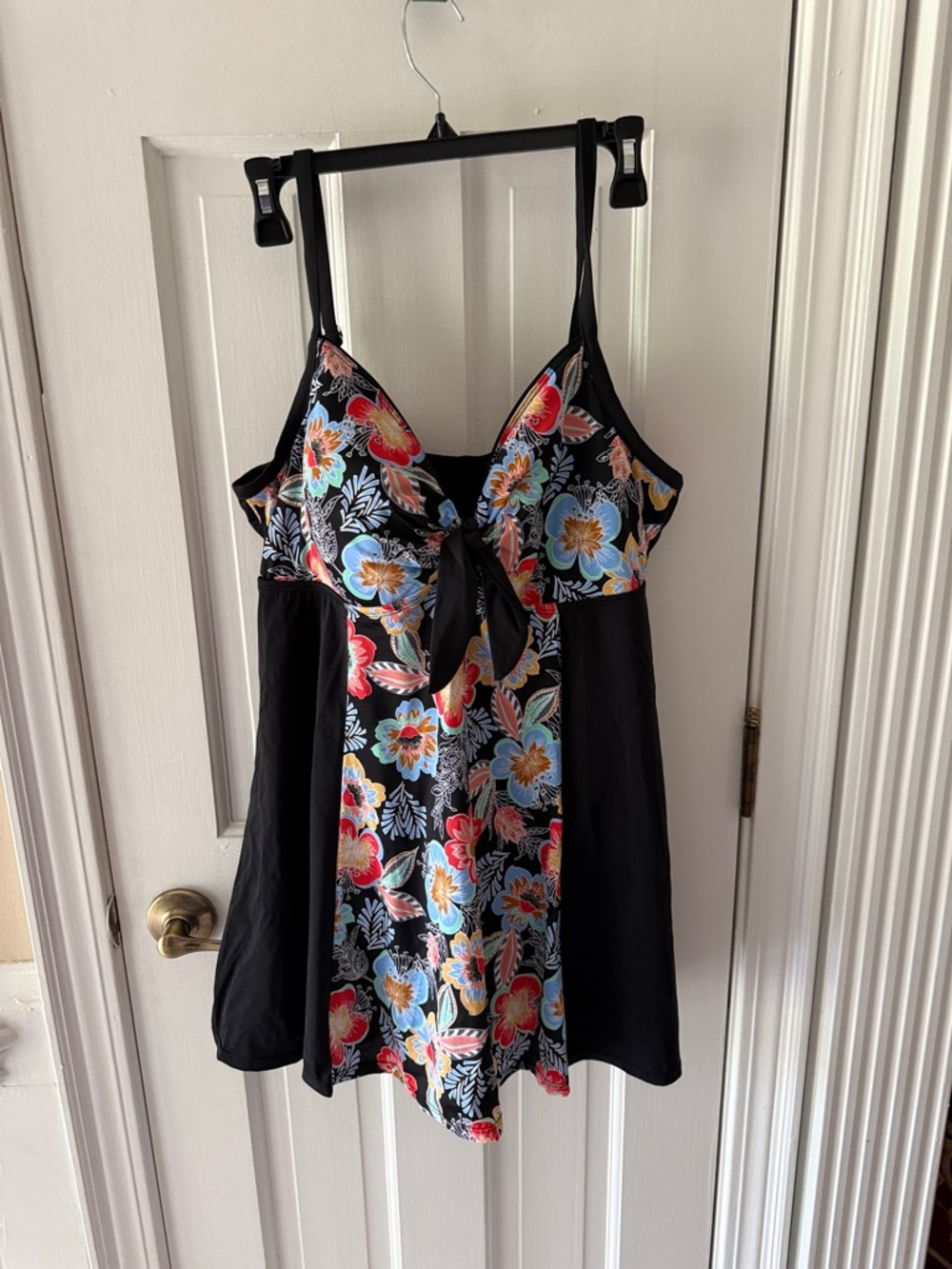 Floral Black & Multicolor One-Piece Swimdress